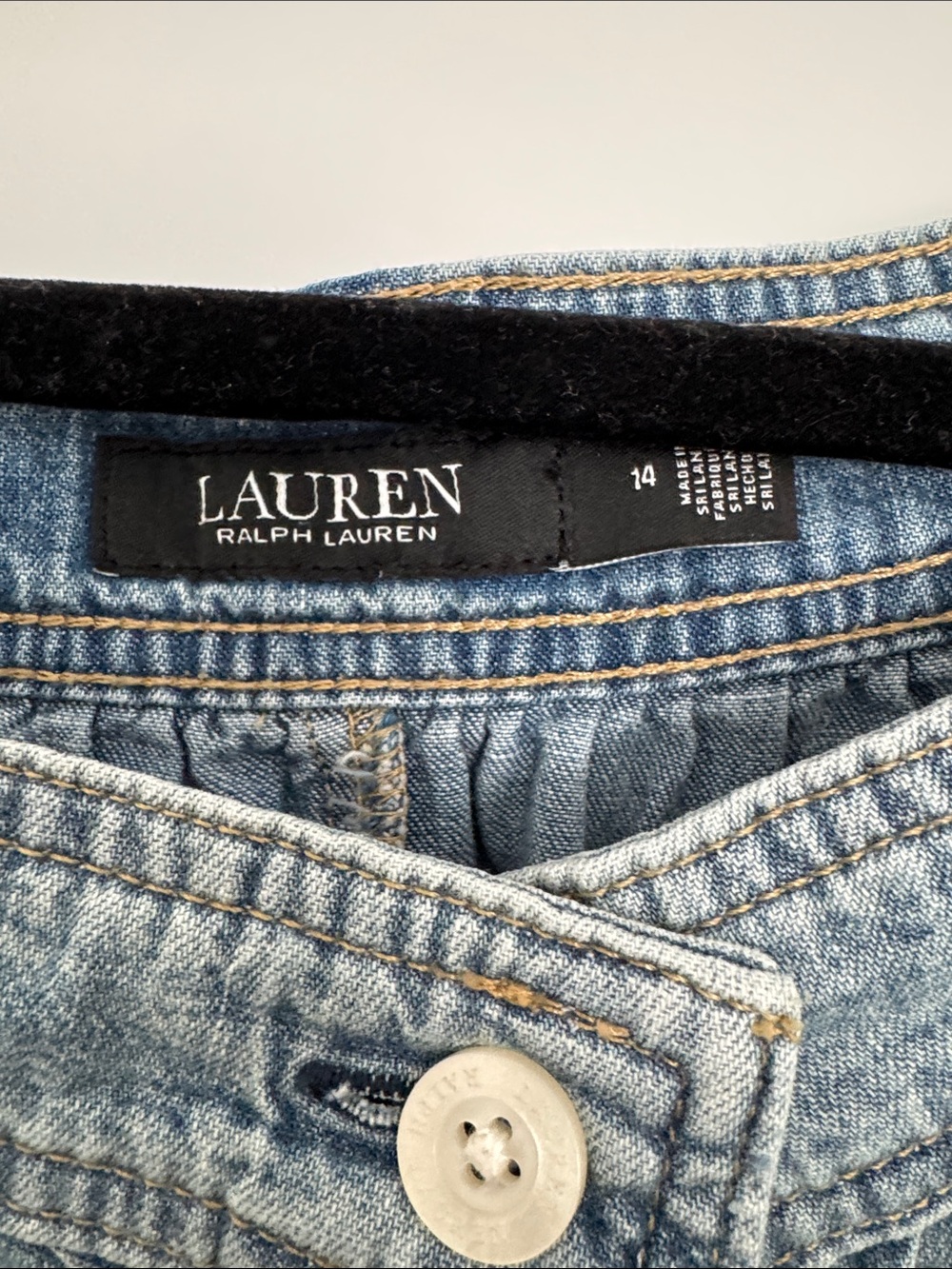 Lauren Ralph Lauren Light Wash Denim Button-Front Skater Skirt - Picture 3 of 4